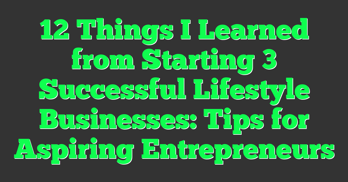 12 Things I Learned from Starting 3 Successful Lifestyle Businesses: Tips for Aspiring Entrepreneurs