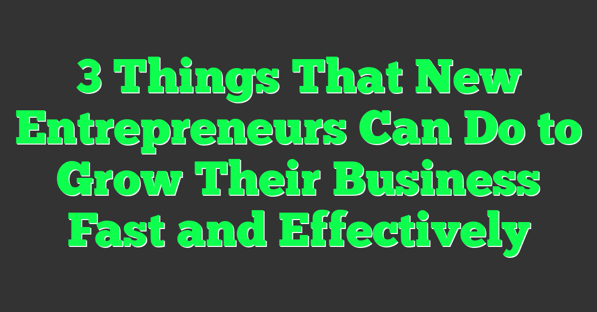 3 Things That New Entrepreneurs Can Do to Grow Their Business Fast and Effectively