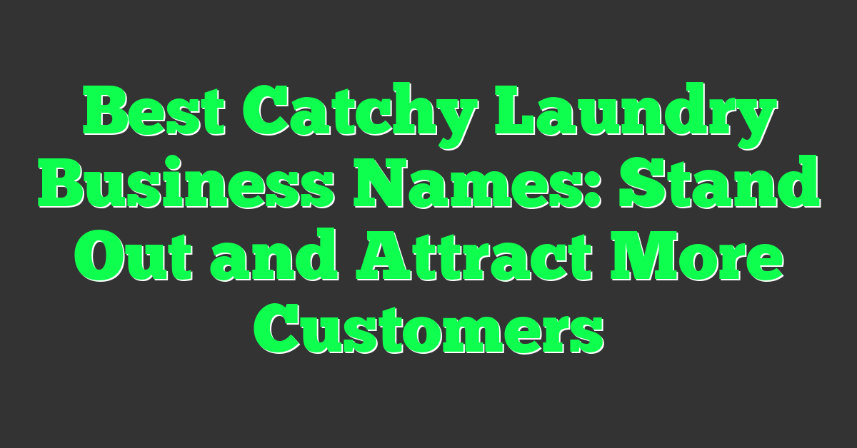Best Catchy Laundry Business Names: Stand Out and Attract More Customers
