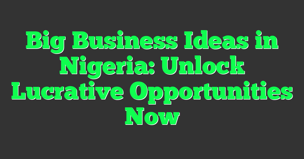 Big Business Ideas in Nigeria: Unlock Lucrative Opportunities Now