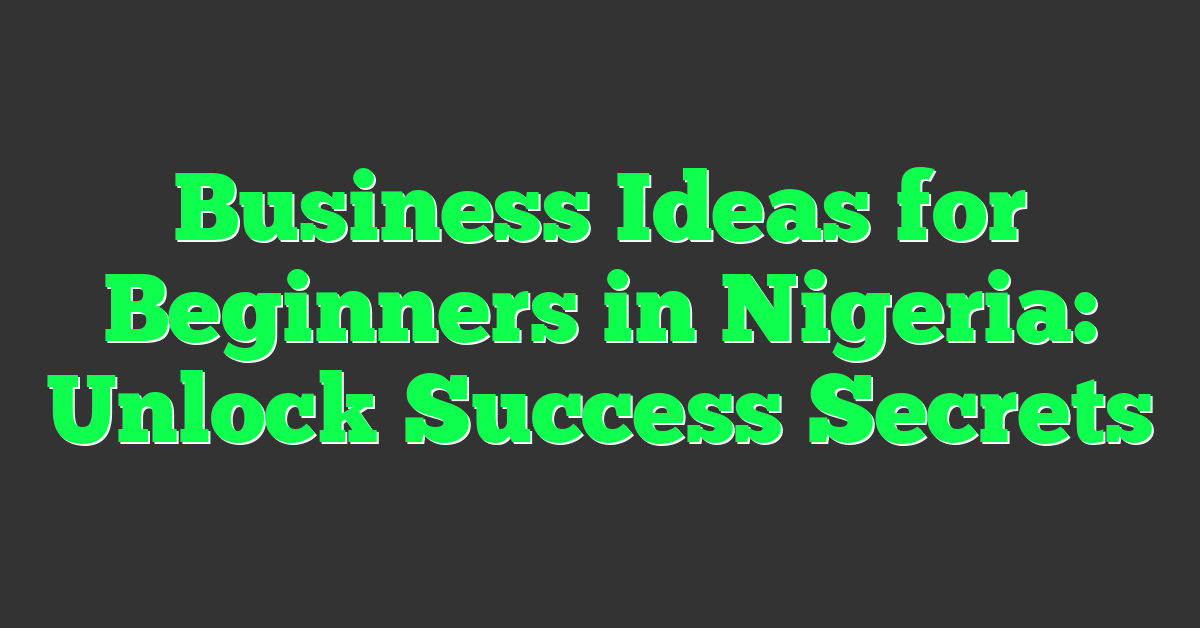 Business Ideas for Beginners in Nigeria: Unlock Success Secrets