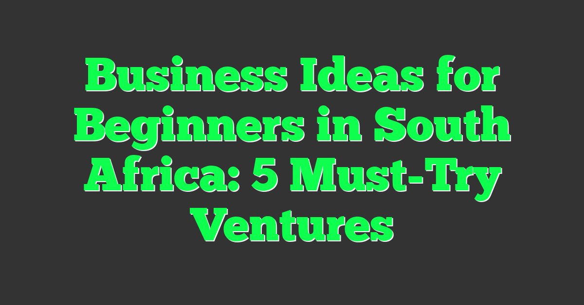 Business Ideas for Beginners in South Africa: 5 Must-Try Ventures