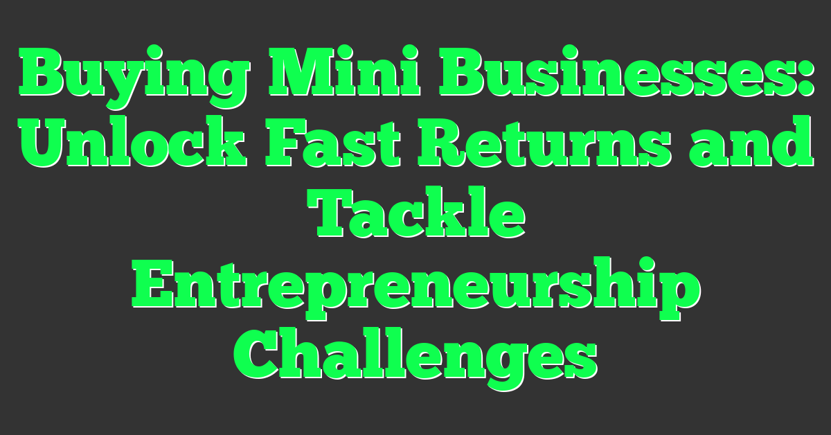 Buying Mini Businesses: Unlock Fast Returns and Tackle Entrepreneurship Challenges