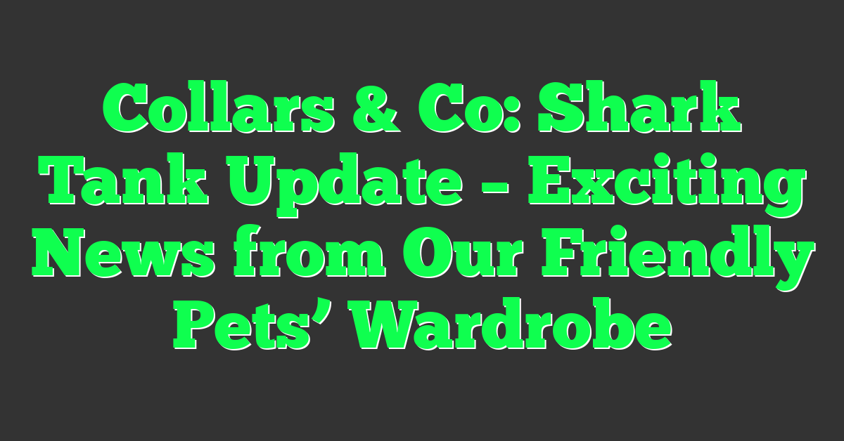 Collars & Co: Shark Tank Update – Exciting News from Our Friendly Pets’ Wardrobe