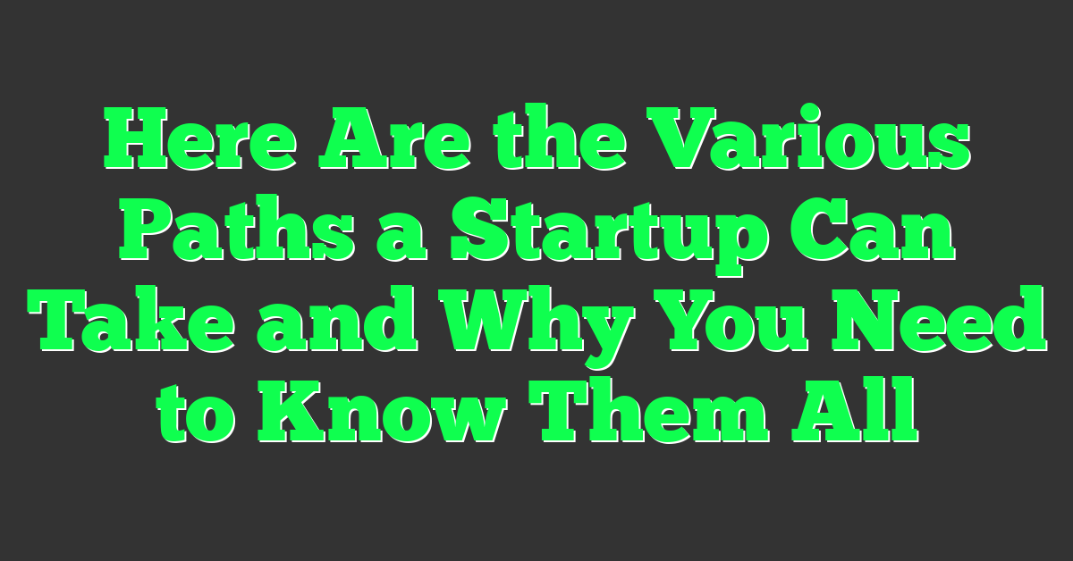 Here Are the Various Paths a Startup Can Take and Why You Need to Know Them All