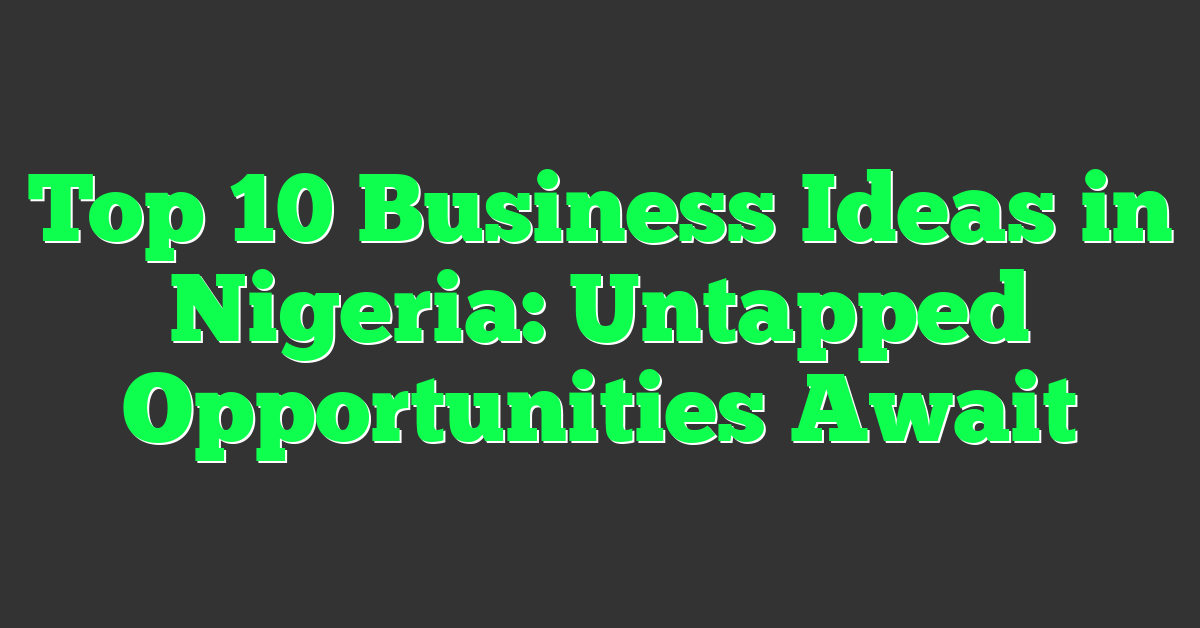 Top 10 Business Ideas in Nigeria: Untapped Opportunities Await