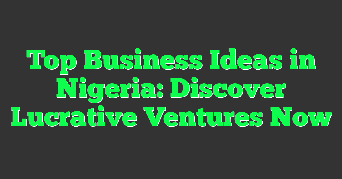 Top Business Ideas in Nigeria: Discover Lucrative Ventures Now