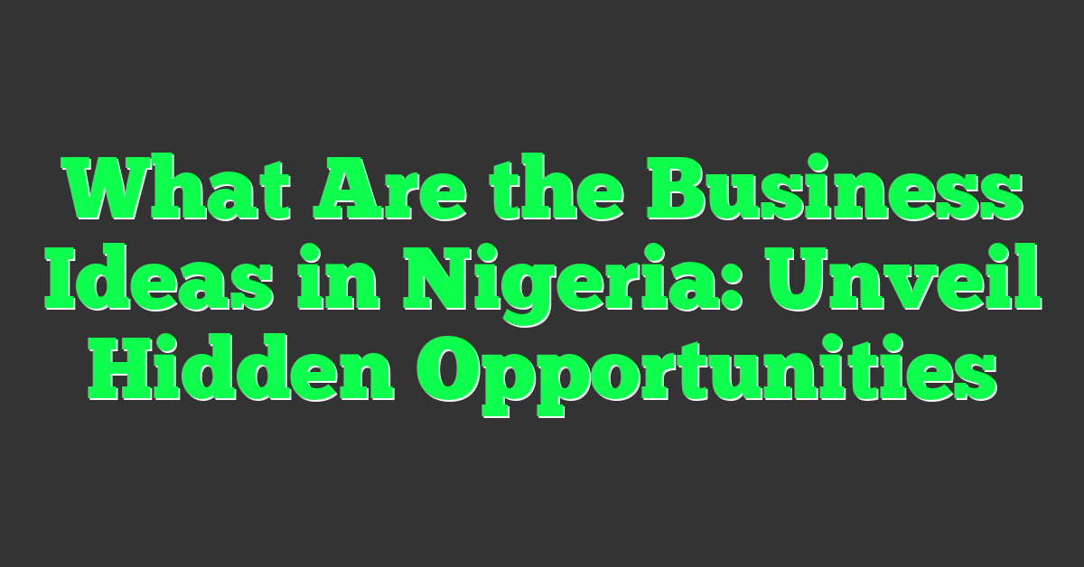 What Are the Business Ideas in Nigeria: Unveil Hidden Opportunities