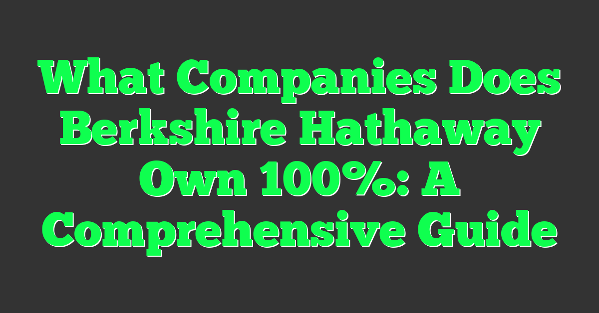 What Companies Does Berkshire Hathaway Own 100%: A Comprehensive Guide