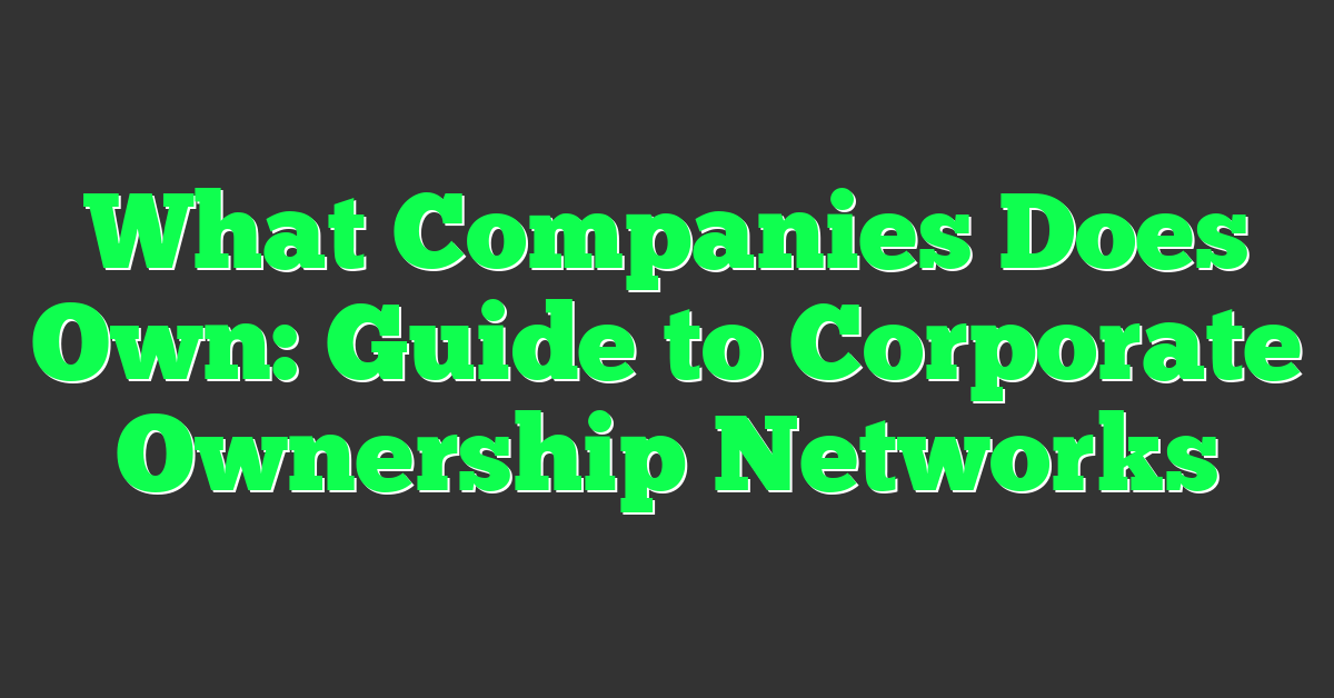 What Companies Does Own: Guide to Corporate Ownership Networks