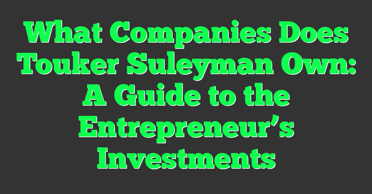 What Companies Does Touker Suleyman Own: A Guide to the Entrepreneur’s Investments