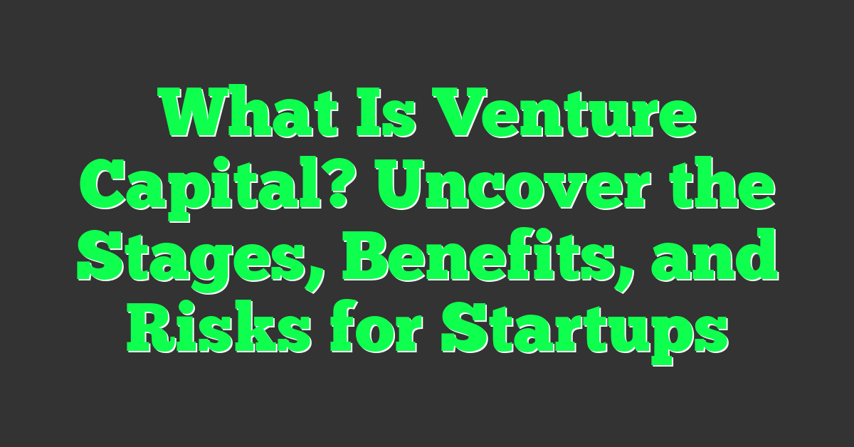 What Is Venture Capital? Uncover the Stages, Benefits, and Risks for Startups