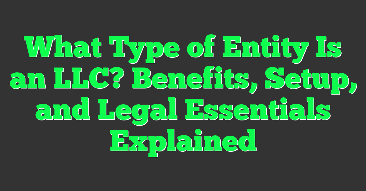 What Type of Entity Is an LLC? Benefits, Setup, and Legal Essentials Explained